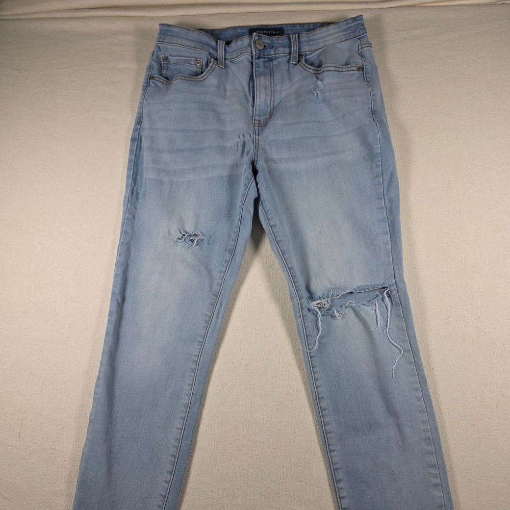 Aeropostale High Rise Jegging Light Wash Distressed Raw Hem Skinny Jeans 10 Reg